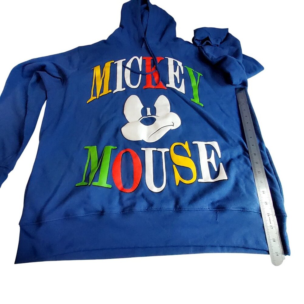 Mickey Mouse Blue Hoodie With Colorful Lettering drawstring hood Front graphicXL - Picture 4 of 8
